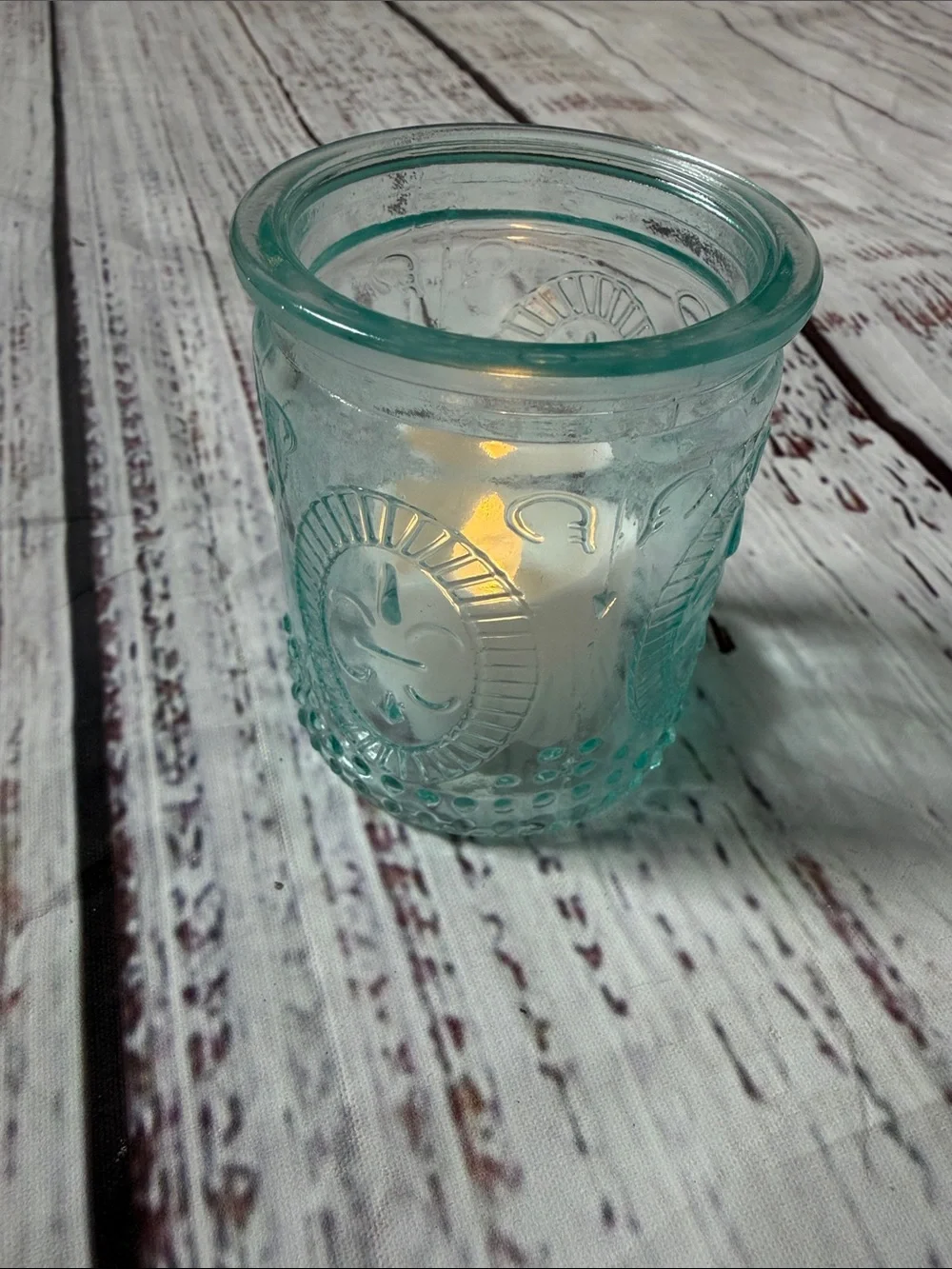 Aqua Embossed Glass Tumbler Set - 4-Pack
